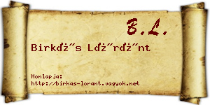 Birkás Lóránt névjegykártya